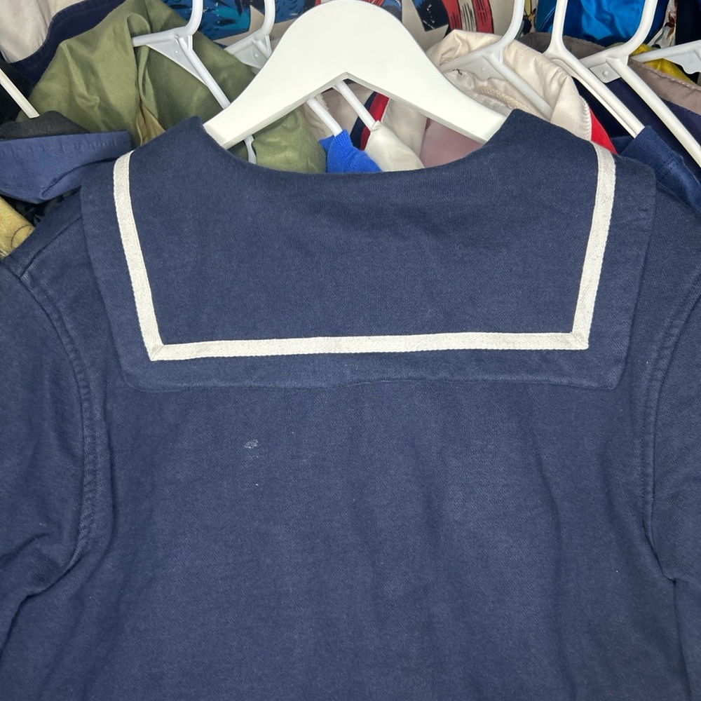 Vintage 90s Ralph Lauren Navy Sailor 1/4 Button Sweatshirt Large Rare - Picture 6 of 6